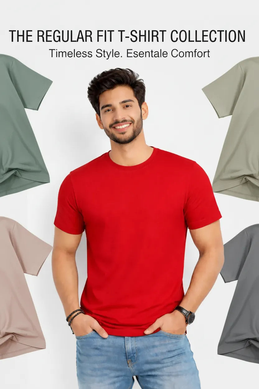 Men's Regular Fit Plain T-Shirts