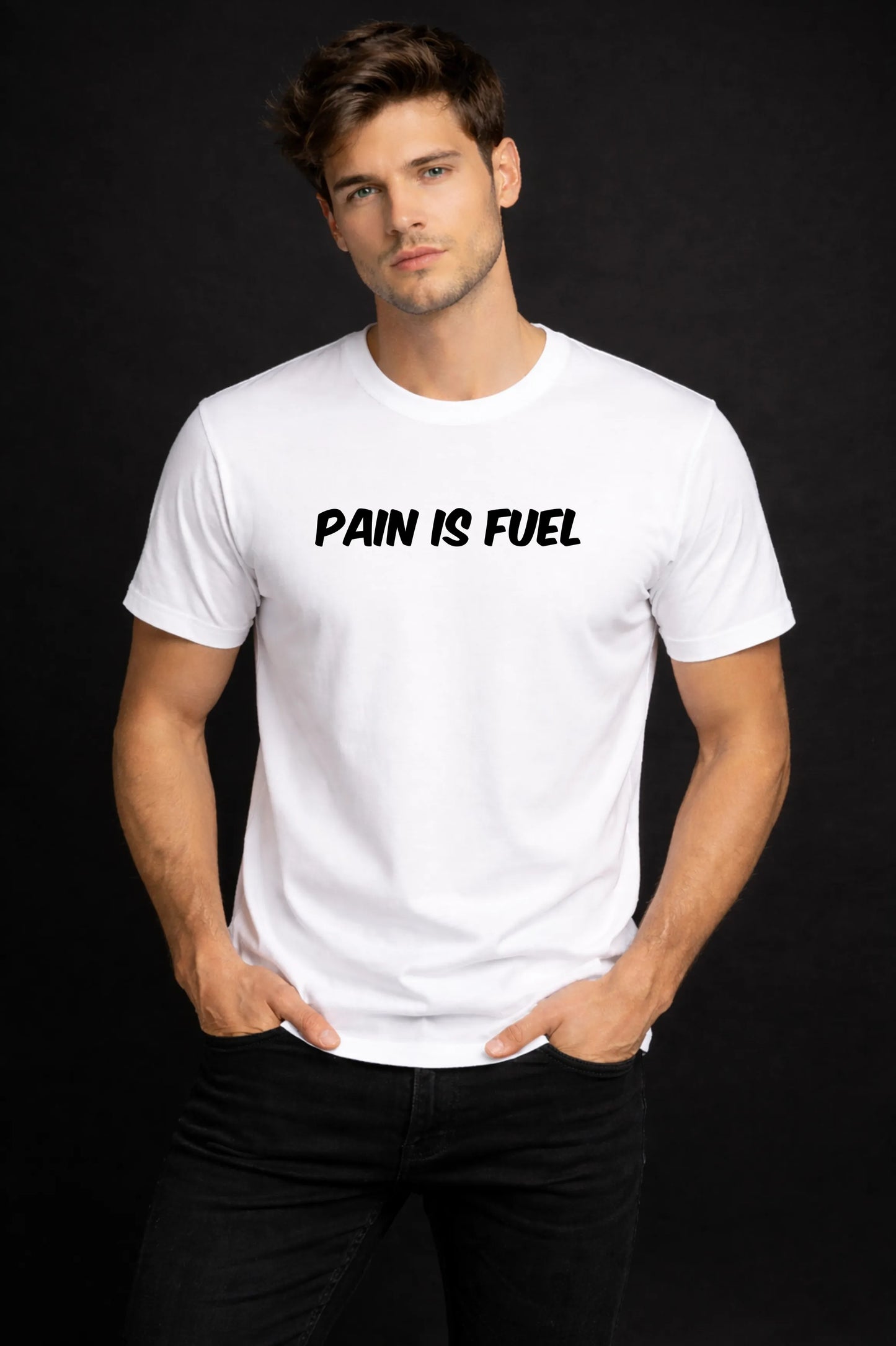 Pain Is Fuel – Men's Motivational Graphic T-Shirt