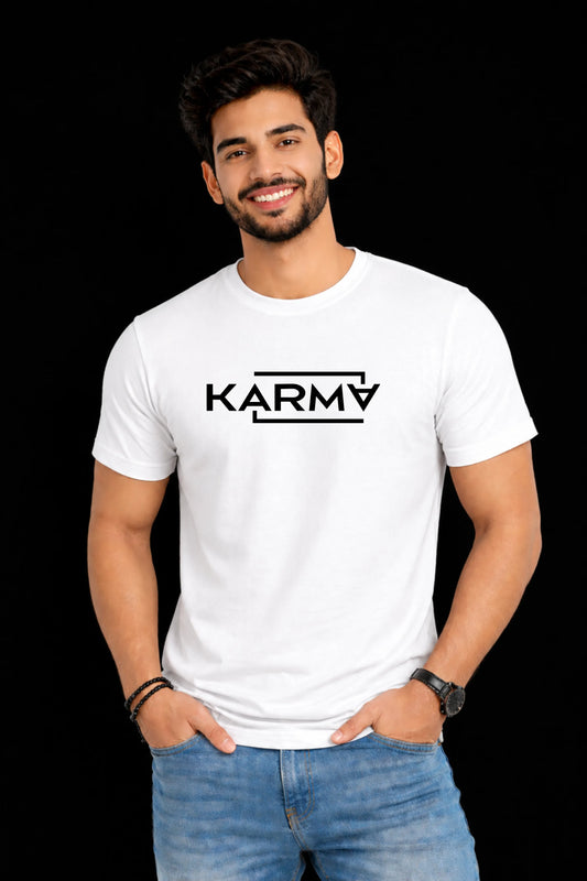 Karma Printed Round Neck T-Shirt