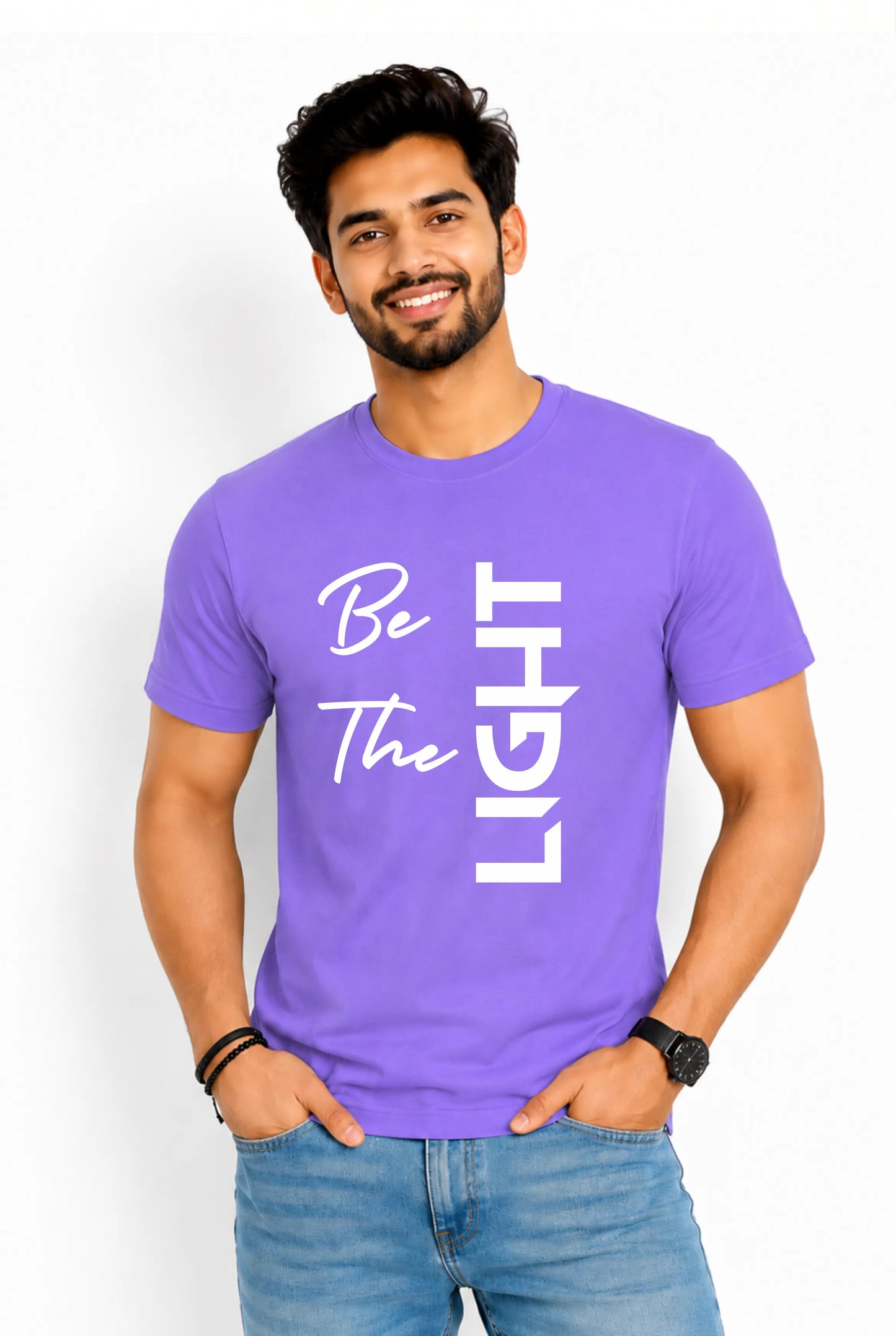 Be The Light Printed Round Neck T-Shirt