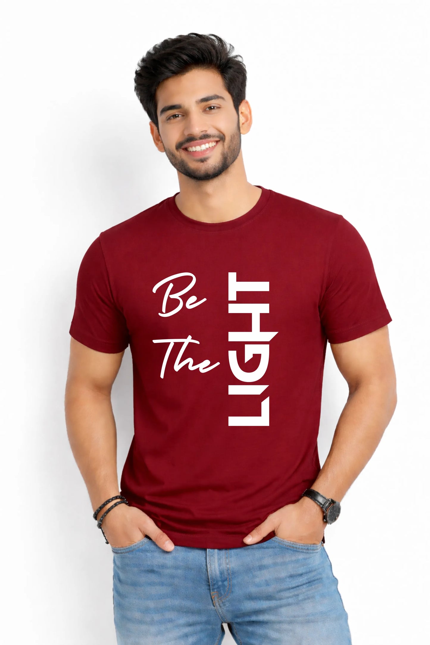 Be The Light Printed Round Neck T-Shirt