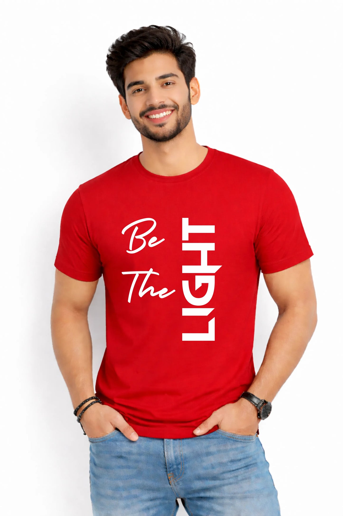Be The Light Printed Round Neck T-Shirt
