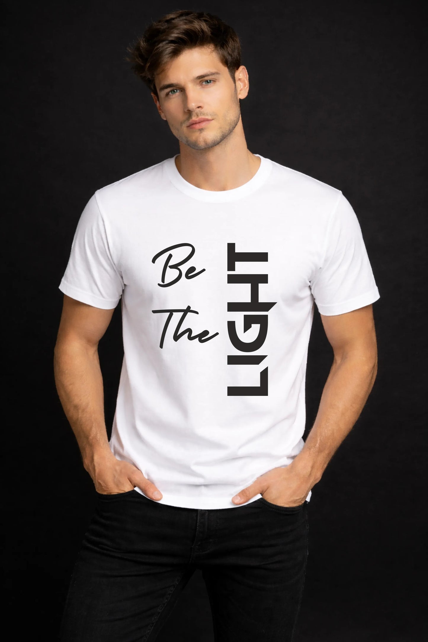 Be The Light Printed Round Neck T-Shirt