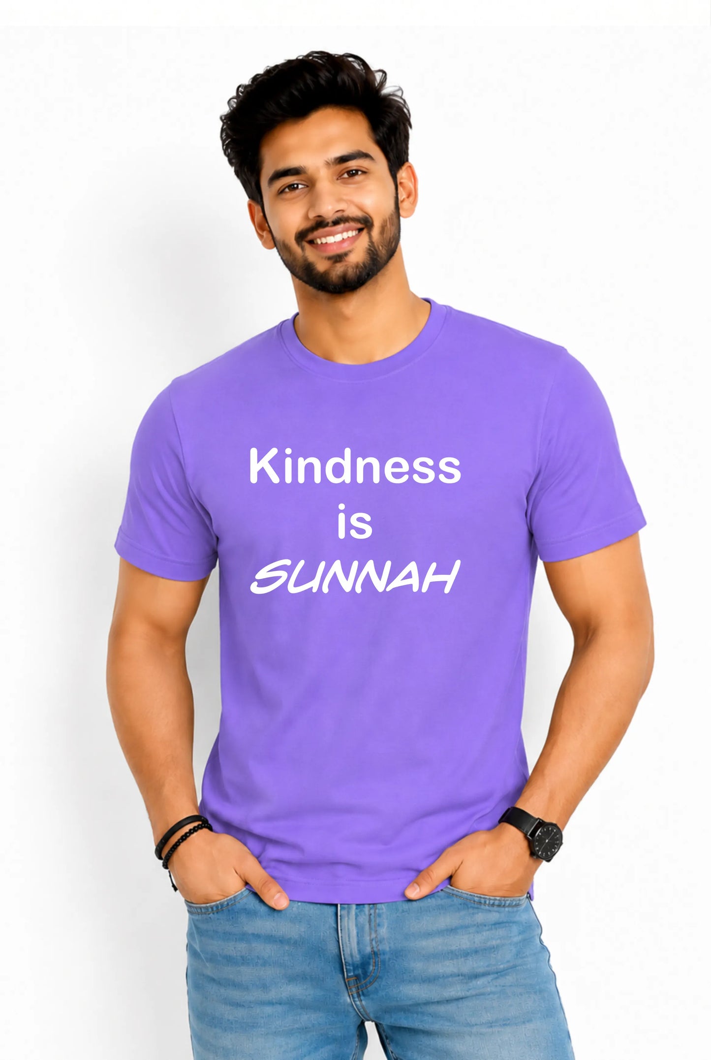 Kindness is Sunnah Printed Round Neck T-Shirt