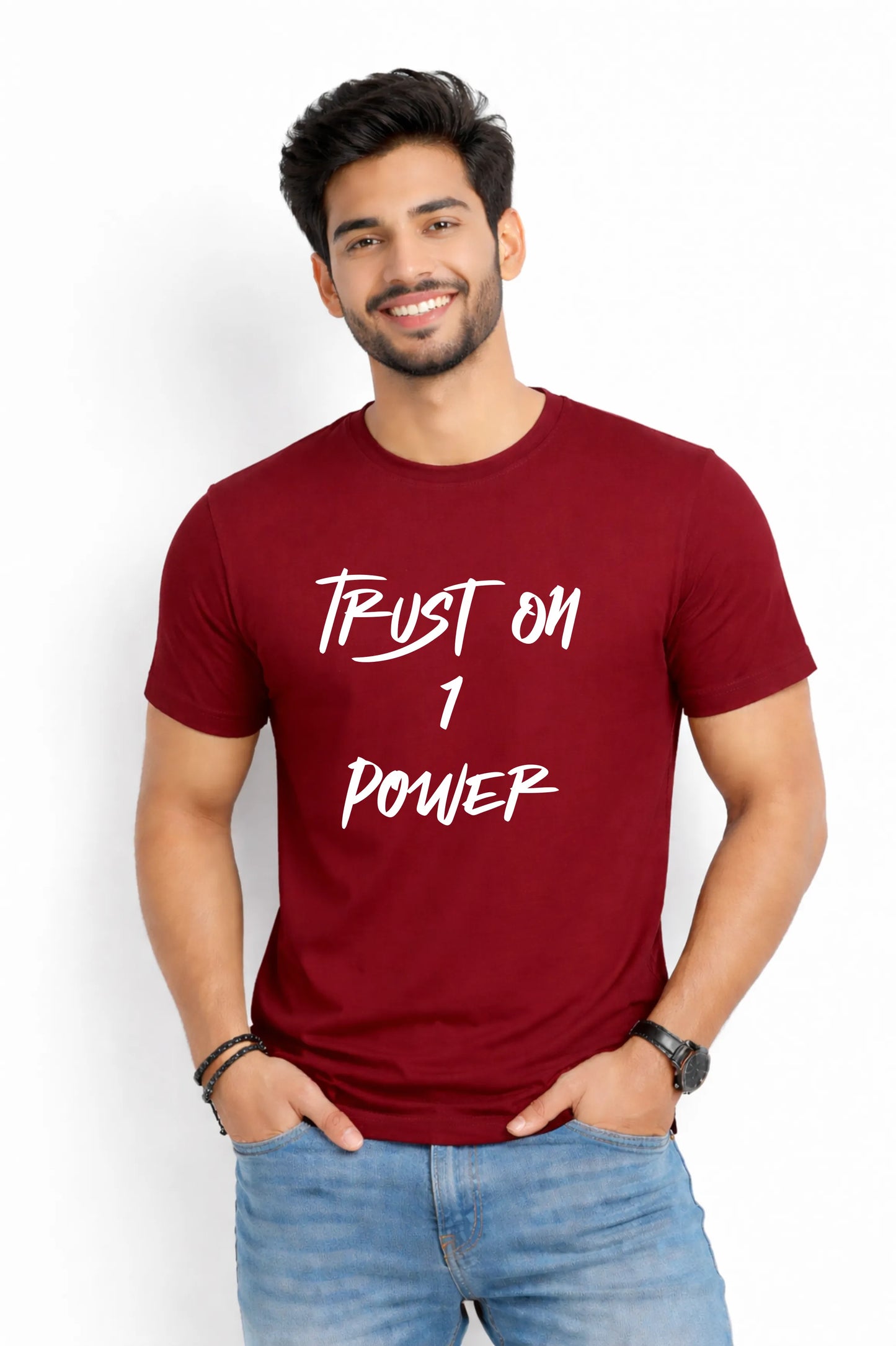 Trust On 1 Power — Men's Islamic Typography T-Shirt