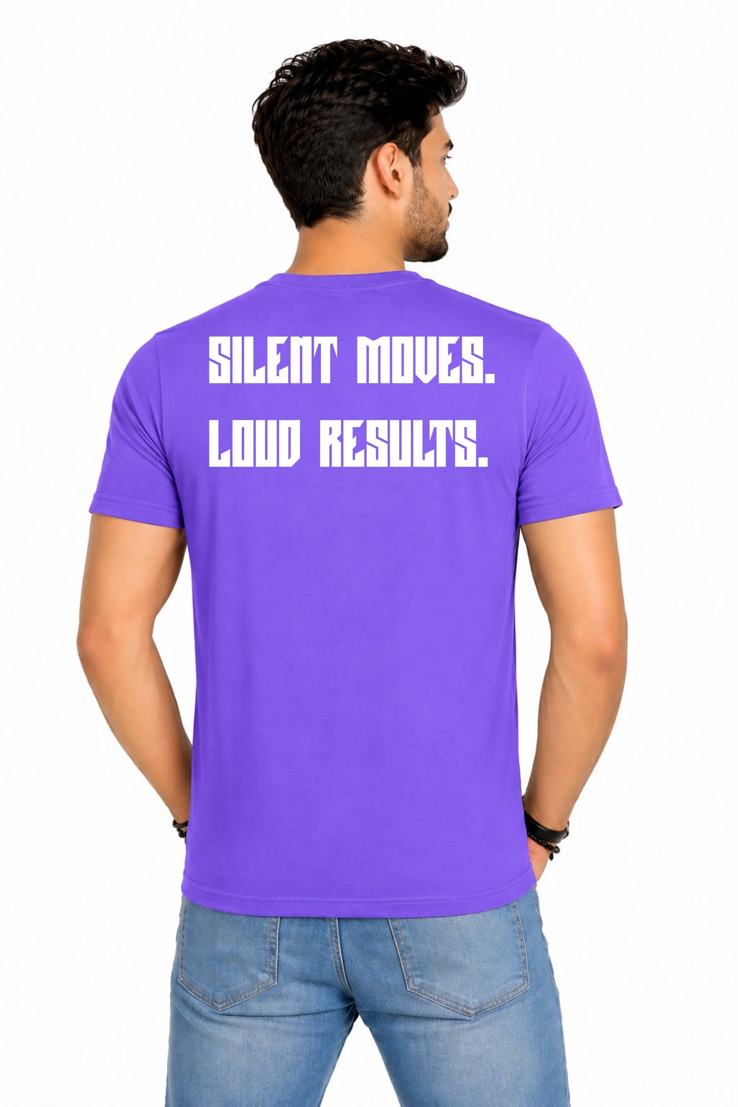 Silent Moves. Loud Results. — Men's Back Print T-Shirt