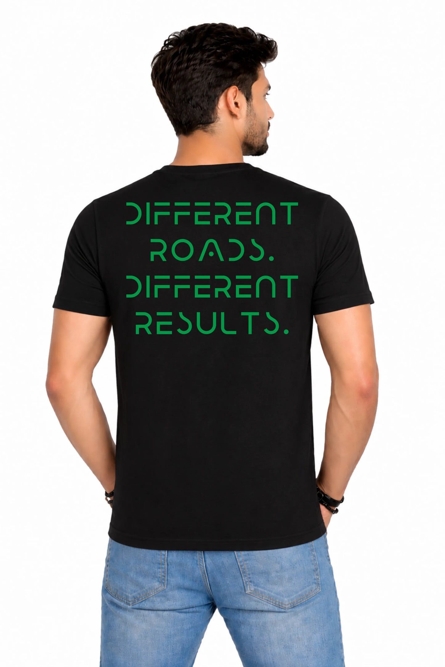 Different Roads Different Results – Men's Back Print T-Shirt