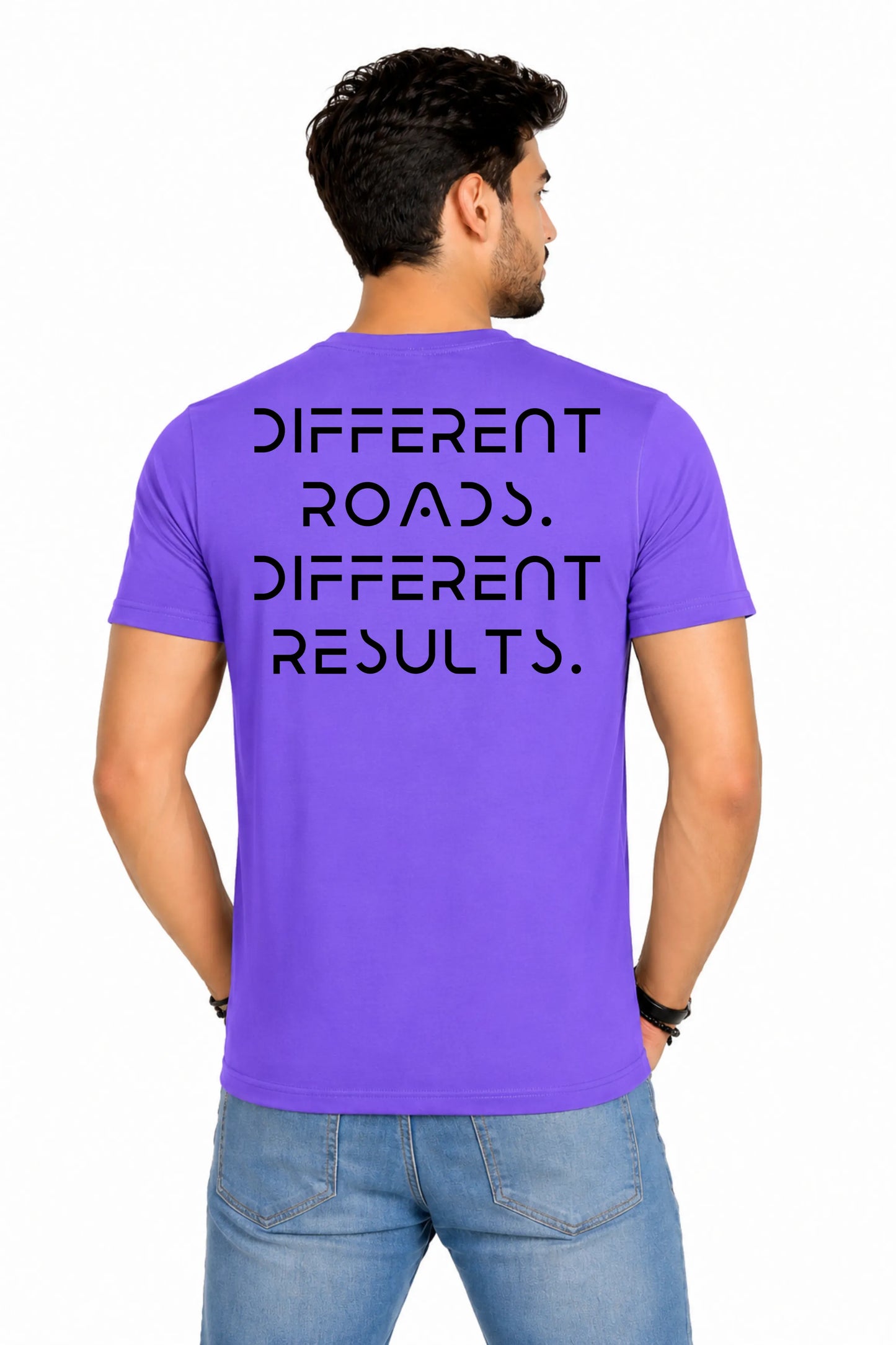 Different Roads Different Results – Men's Back Print T-Shirt