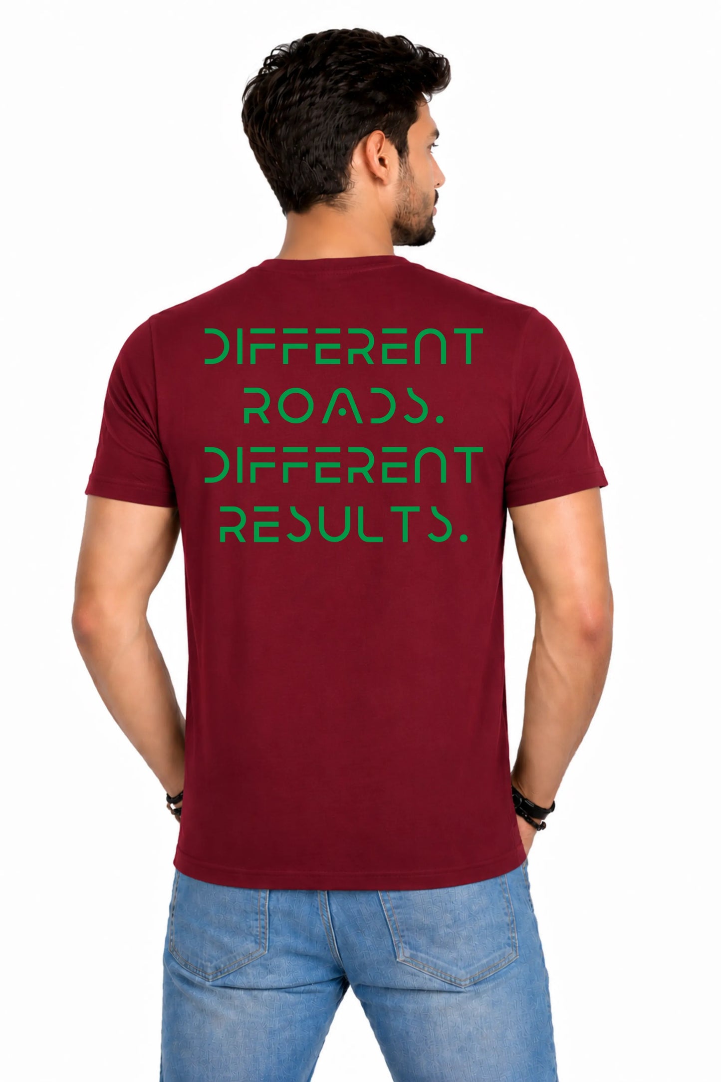 Different Roads Different Results – Men's Back Print T-Shirt