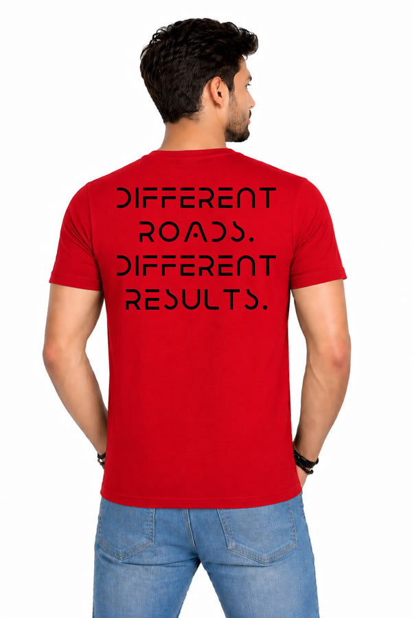 Different Roads Different Results – Men's Back Print T-Shirt