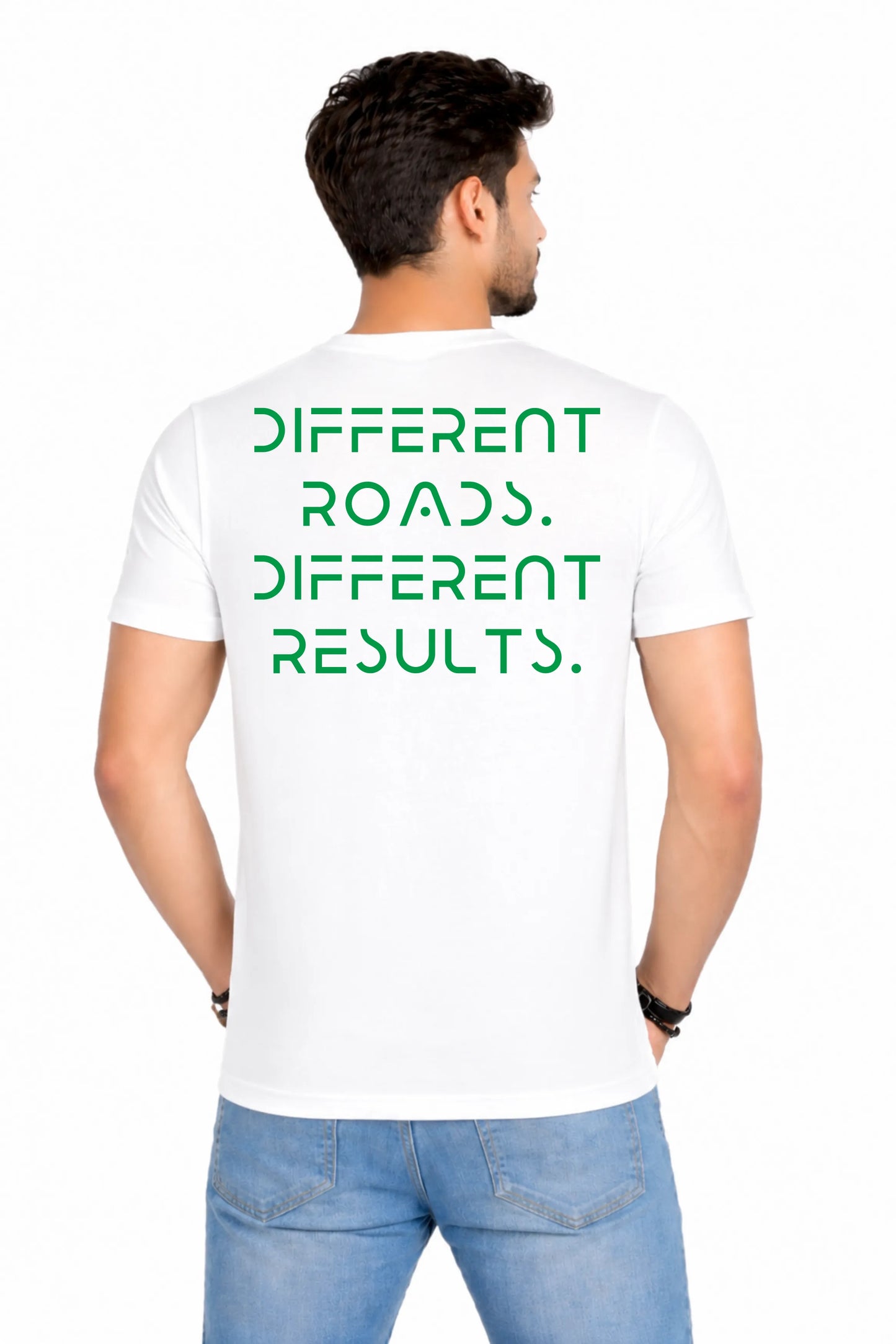 Different Roads Different Results – Men's Back Print T-Shirt