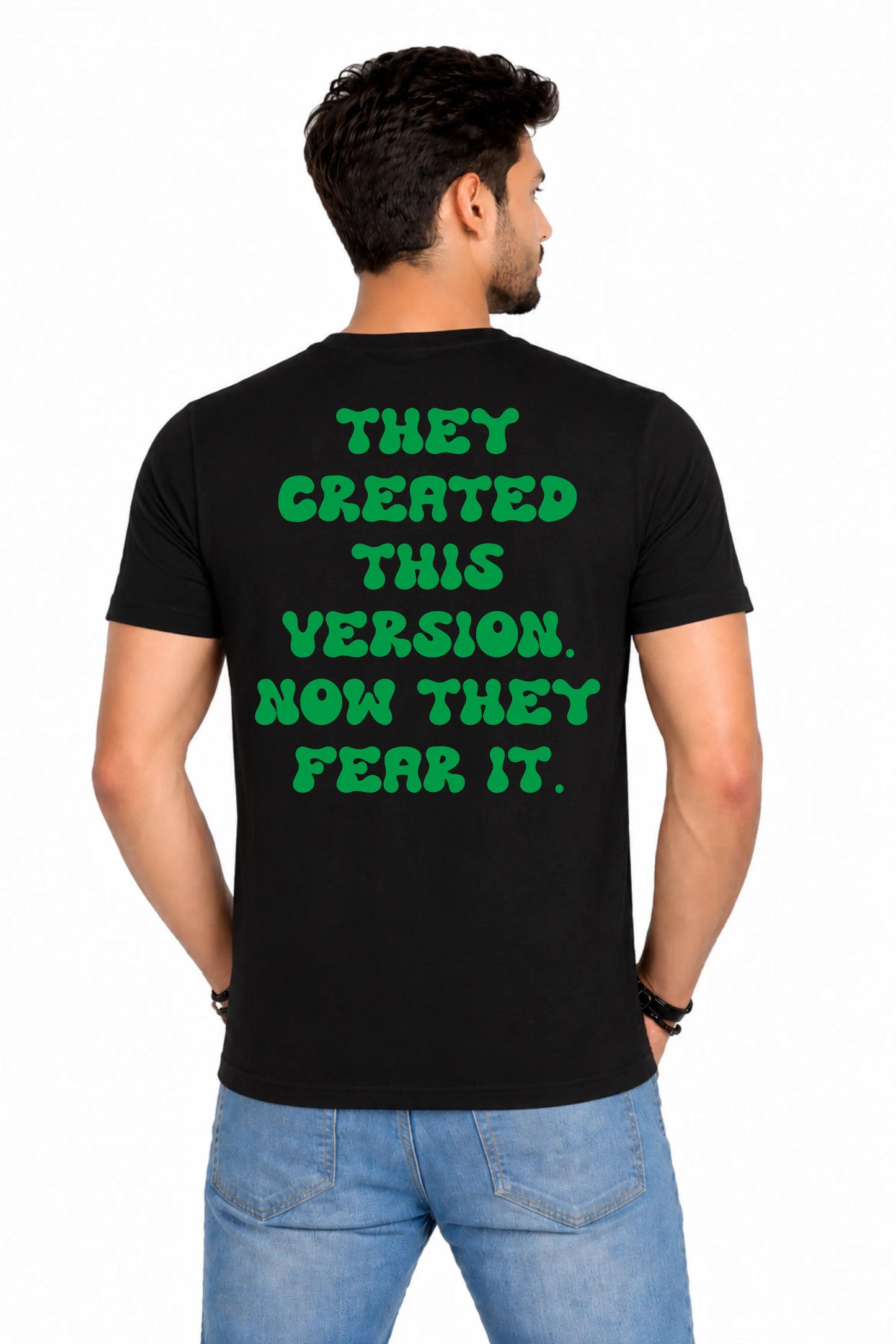 They Created This Version. Now They Fear It. – Men's Back Print T-Shirt