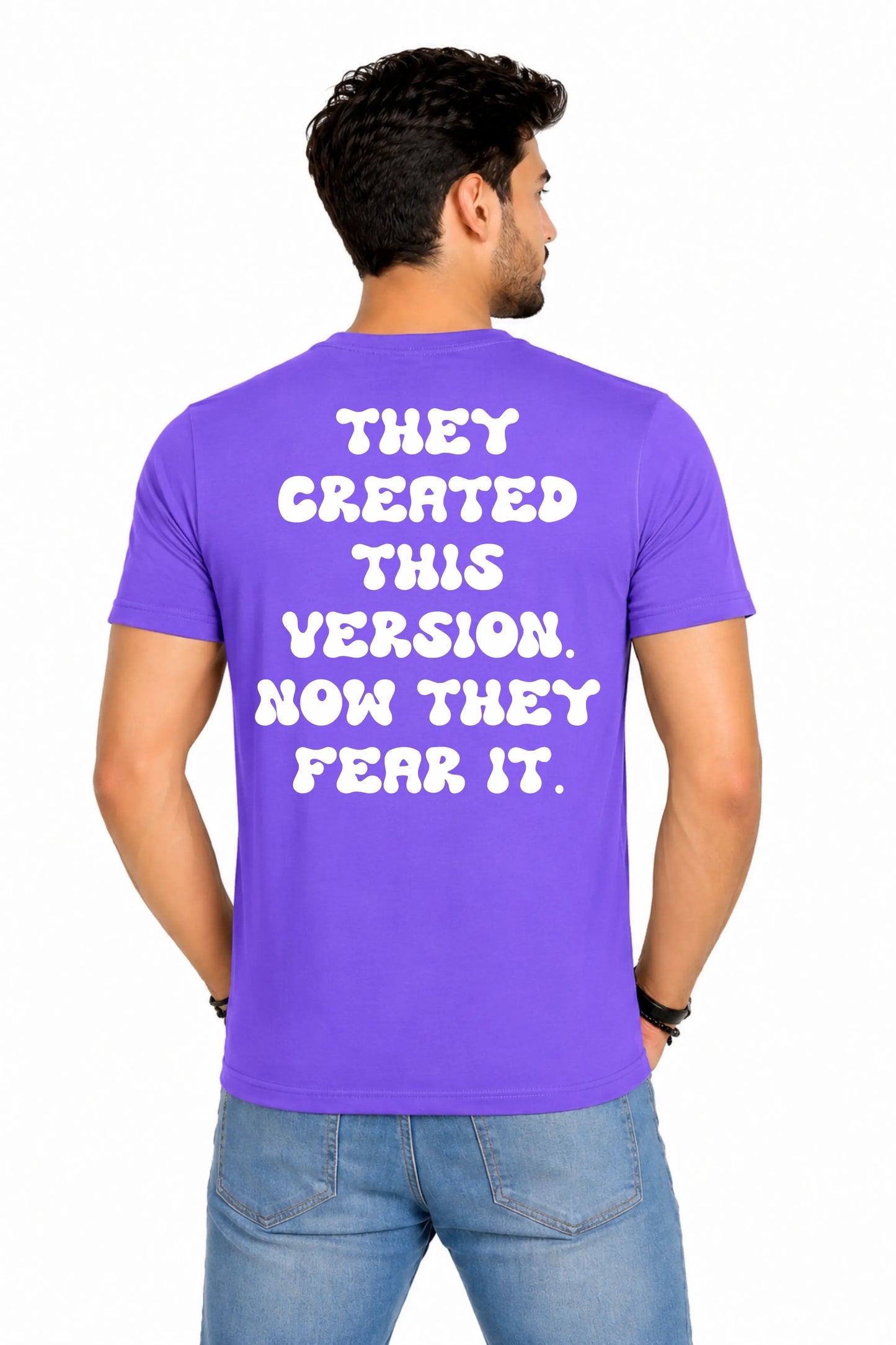 They Created This Version. Now They Fear It. – Men's Back Print T-Shirt