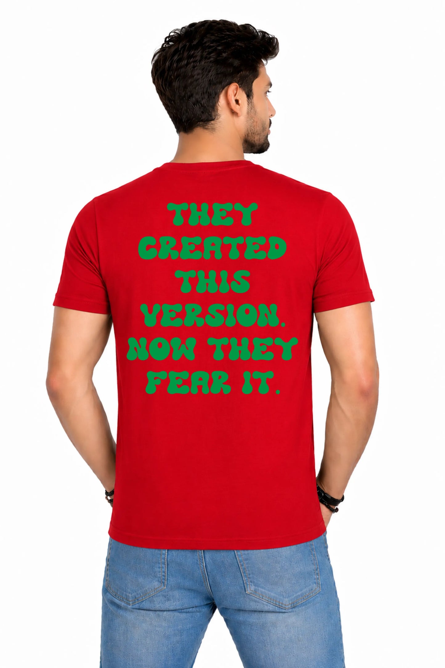 They Created This Version. Now They Fear It. – Men's Back Print T-Shirt