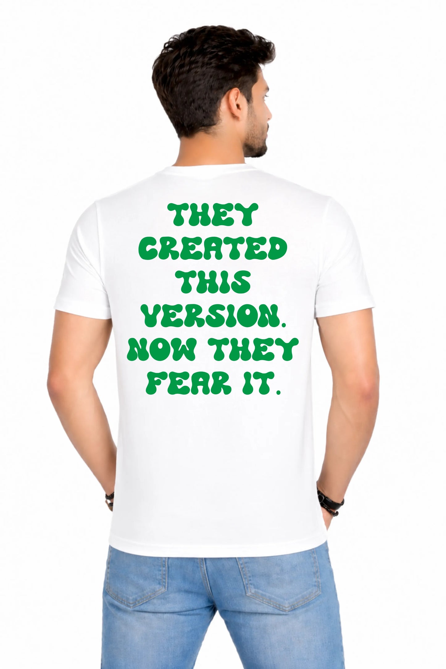 They Created This Version. Now They Fear It. – Men's Back Print T-Shirt