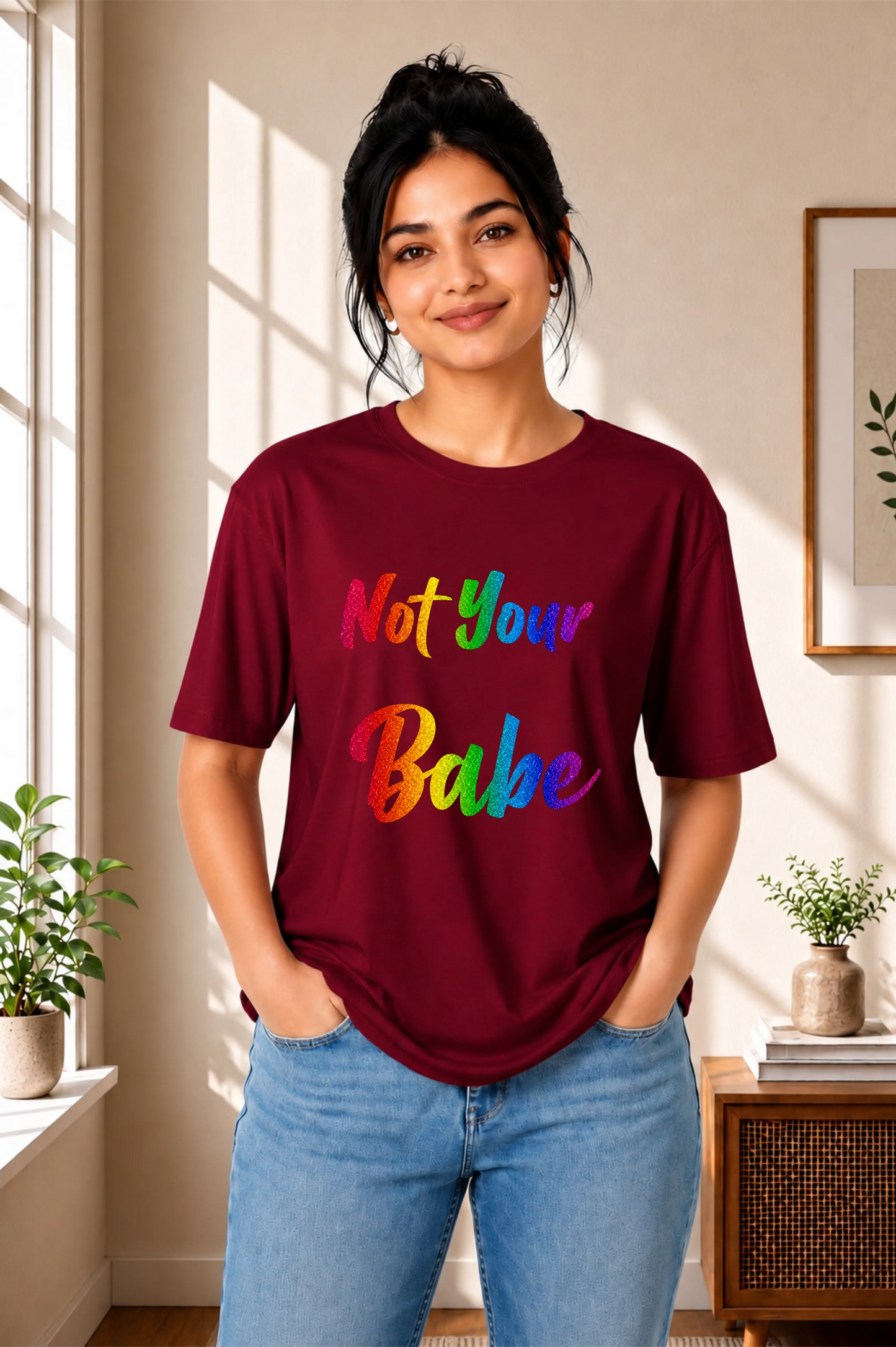 Not Your Babe — Rainbow Print Oversized T-Shirt