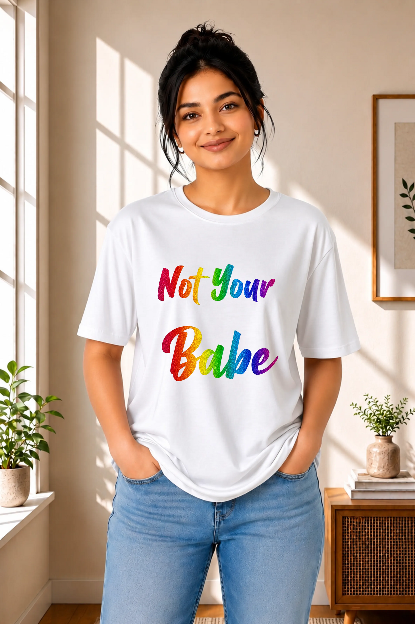 Not Your Babe — Rainbow Print Oversized T-Shirt